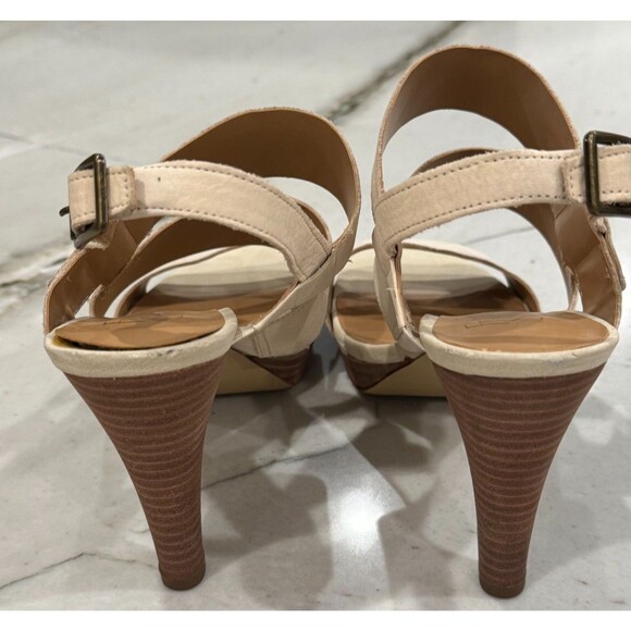 Franco Sarto Womens SZ 8 Ivory Nubuck Leather Mulan Strappy Heel Sandals Shoes - Picture 7 of 9